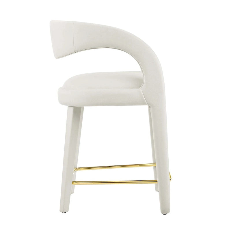 Sgabello da bancone in velluto, set da 2 — Avorio / Marrone / Verde / Grigio / Nero