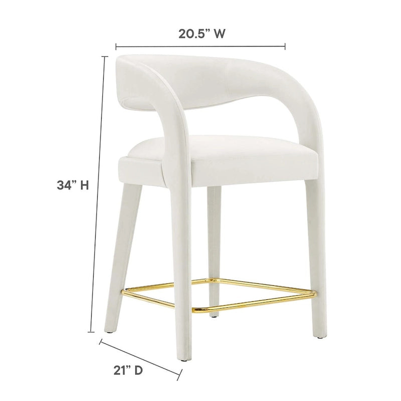 Sgabello da bancone in velluto, set da 2 — Avorio / Marrone / Verde / Grigio / Nero