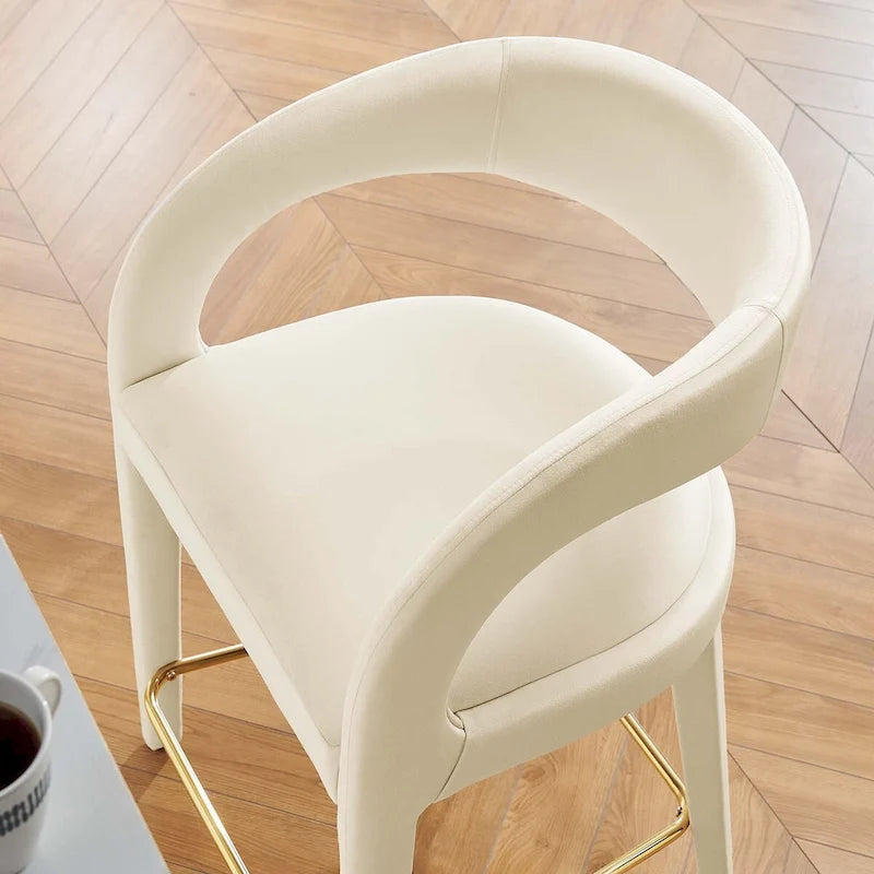 Sgabello da bancone in velluto, set da 2 — Avorio / Marrone / Verde / Grigio / Nero
