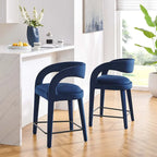 Sgabello da bancone in velluto, set da 2 — Avorio / Marrone / Verde / Grigio / Nero