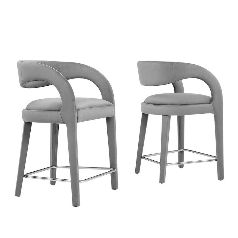 Sgabello da bancone in velluto, set da 2 — Avorio / Marrone / Verde / Grigio / Nero
