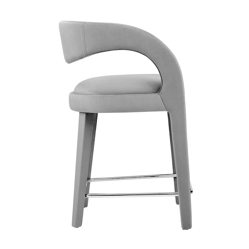 Sgabello da bancone in velluto, set da 2 — Avorio / Marrone / Verde / Grigio / Nero