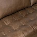 Divano componibile in pelle con penisola a destra, 2 posti — Madagascar Cacao / Tan Cognac / Blu notte / Nero onice / Marrone cacao / Blu cielo