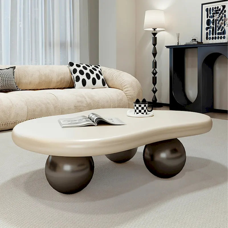 Tavolino a forma di nuvola da 48", Nero / Crema, Multicolore, 1 persona