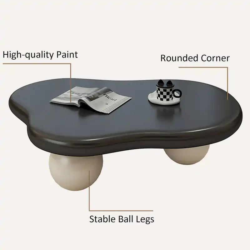 Tavolino a forma di nuvola da 48", Nero / Crema, Multicolore, 1 persona