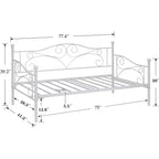 Divano Letto Singolo Classico VECELO con Design Elegante, Piattaforma Letto in Metallo con Testiera, Divano Letto per Piccoli Spazi, Camera da Letto Soggiorno/Stanza degli Ospiti