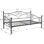 Divano Letto Singolo Classico VECELO con Design Elegante, Piattaforma Letto in Metallo con Testiera, Divano Letto per Piccoli Spazi, Camera da Letto Soggiorno/Stanza degli Ospiti