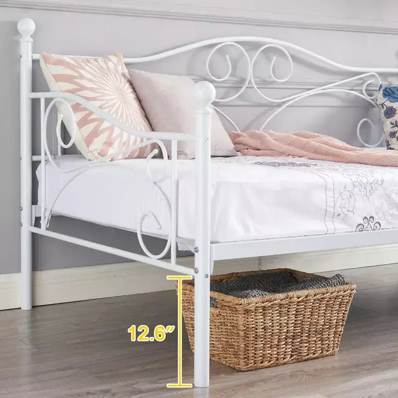 Divano Letto Singolo Classico VECELO con Design Elegante, Piattaforma Letto in Metallo con Testiera, Divano Letto per Piccoli Spazi, Camera da Letto Soggiorno/Stanza degli Ospiti