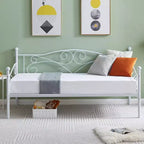 Divano Letto Singolo Classico VECELO con Design Elegante, Piattaforma Letto in Metallo con Testiera, Divano Letto per Piccoli Spazi, Camera da Letto Soggiorno/Stanza degli Ospiti