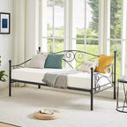 Divano Letto Singolo Classico VECELO con Design Elegante, Piattaforma Letto in Metallo con Testiera, Divano Letto per Piccoli Spazi, Camera da Letto Soggiorno/Stanza degli Ospiti