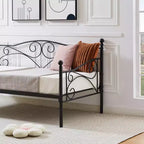 Divano Letto Singolo Classico VECELO con Design Elegante, Piattaforma Letto in Metallo con Testiera, Divano Letto per Piccoli Spazi, Camera da Letto Soggiorno/Stanza degli Ospiti