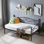 Divano Letto Singolo Classico VECELO con Design Elegante, Piattaforma Letto in Metallo con Testiera, Divano Letto per Piccoli Spazi, Camera da Letto Soggiorno/Stanza degli Ospiti