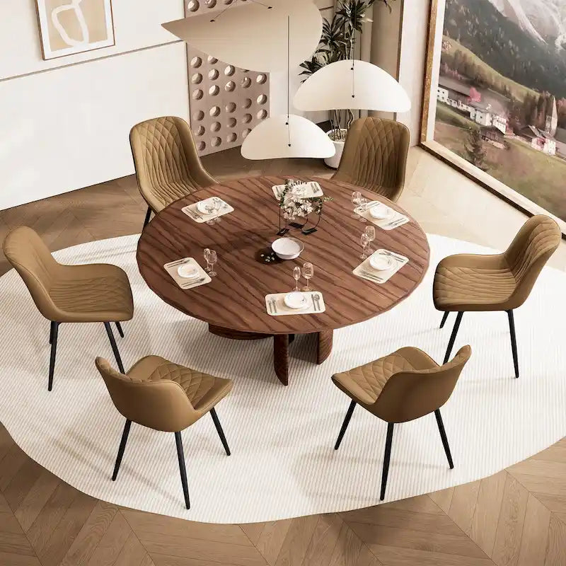 Sedia da pranzo senza braccioli, set da 2, seduta imbottita in pelle, struttura in metallo — Nero / Bianco / Grigio / Blu / Marrone / Tan / Kaki / Verde