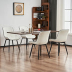 Sedia da pranzo senza braccioli, set da 2, seduta imbottita in pelle, struttura in metallo — Nero / Bianco / Grigio / Blu / Marrone / Tan / Kaki / Verde