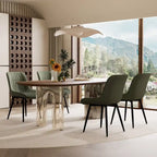 Sedia da pranzo senza braccioli, set da 2, seduta imbottita in pelle, struttura in metallo — Nero / Bianco / Grigio / Blu / Marrone / Tan / Kaki / Verde