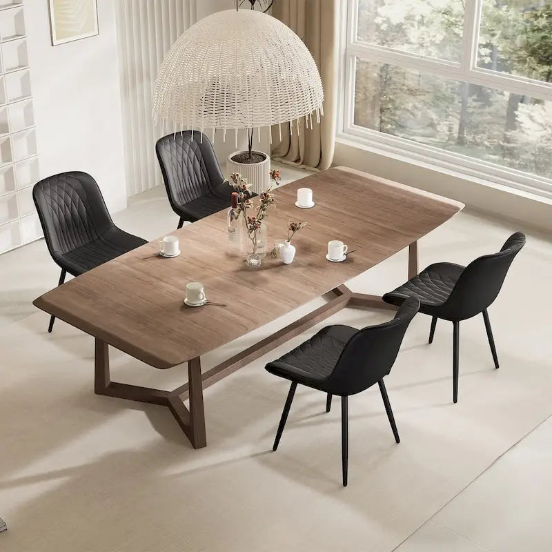 Sedia da pranzo senza braccioli, set da 2, seduta imbottita in pelle, struttura in metallo — Nero / Bianco / Grigio / Blu / Marrone / Tan / Kaki / Verde