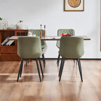 Sedia da pranzo senza braccioli, set da 2, seduta imbottita in pelle, struttura in metallo — Nero / Bianco / Grigio / Blu / Marrone / Tan / Kaki / Verde