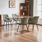 Sedia da pranzo senza braccioli, set da 2, seduta imbottita in pelle, struttura in metallo — Nero / Bianco / Grigio / Blu / Marrone / Tan / Kaki / Verde