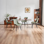 Sedia da pranzo senza braccioli, set da 2, seduta imbottita in pelle, struttura in metallo — Nero / Bianco / Grigio / Blu / Marrone / Tan / Kaki / Verde