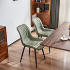 Sedia da pranzo senza braccioli, set da 2, seduta imbottita in pelle, struttura in metallo — Nero / Bianco / Grigio / Blu / Marrone / Tan / Kaki / Verde