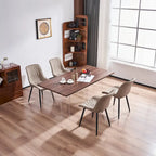 Sedia da pranzo senza braccioli, set da 2, seduta imbottita in pelle, struttura in metallo — Nero / Bianco / Grigio / Blu / Marrone / Tan / Kaki / Verde
