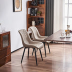 Sedia da pranzo senza braccioli, set da 2, seduta imbottita in pelle, struttura in metallo — Nero / Bianco / Grigio / Blu / Marrone / Tan / Kaki / Verde