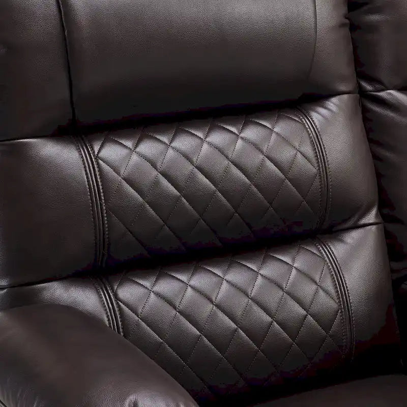 Divanetto reclinabile elettrico per 2 - Saddle / Marrone scuro / Grigio chiaro, Riscaldamento e Vibrazione, Porte USB, Portabicchieri