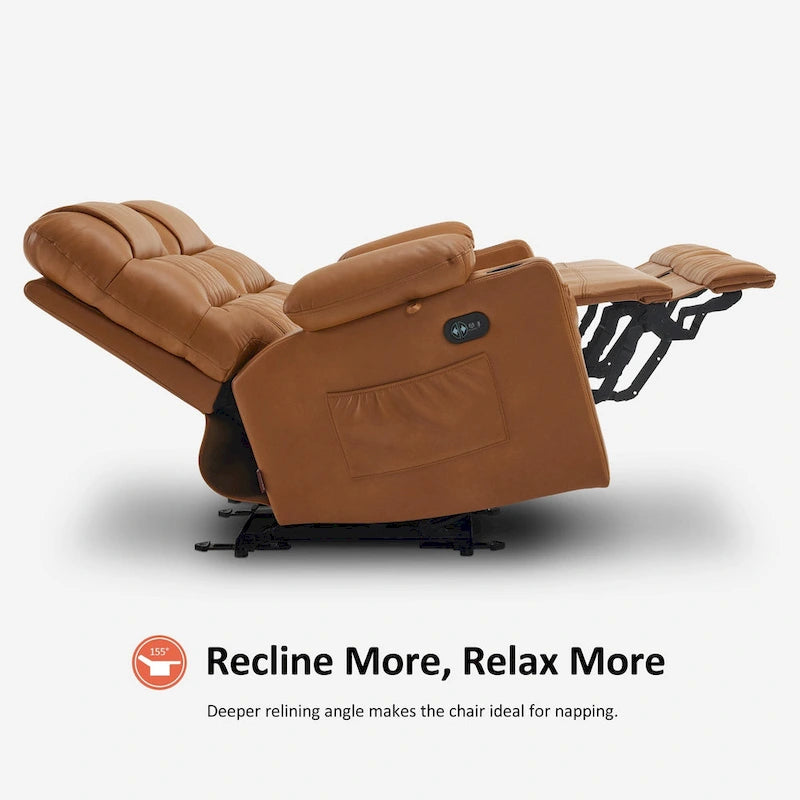 Divanetto reclinabile elettrico per 2 - Saddle / Marrone scuro / Grigio chiaro, Riscaldamento e Vibrazione, Porte USB, Portabicchieri