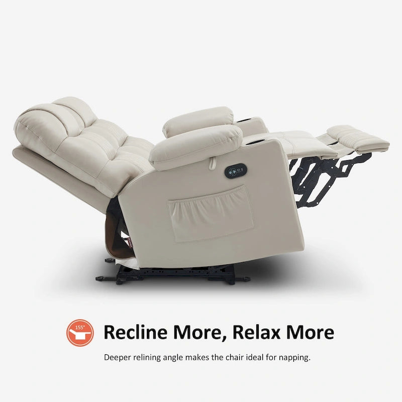Divanetto reclinabile elettrico per 2 - Saddle / Marrone scuro / Grigio chiaro, Riscaldamento e Vibrazione, Porte USB, Portabicchieri
