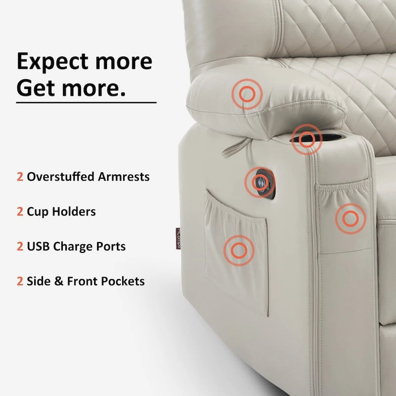 Divanetto reclinabile elettrico per 2 - Saddle / Marrone scuro / Grigio chiaro, Riscaldamento e Vibrazione, Porte USB, Portabicchieri