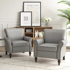 Poltrona d'Appoggio in Similpelle Marrone/Nera/Grigia, Braccioli Arrotondati e Rivetti Decorativi, Set da 2