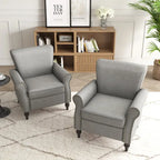 Poltrona d'Appoggio in Similpelle Marrone/Nera/Grigia, Braccioli Arrotondati e Rivetti Decorativi, Set da 2
