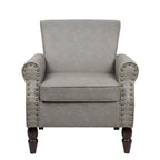 Poltrona d'Appoggio in Similpelle Marrone/Nera/Grigia, Braccioli Arrotondati e Rivetti Decorativi, Set da 2