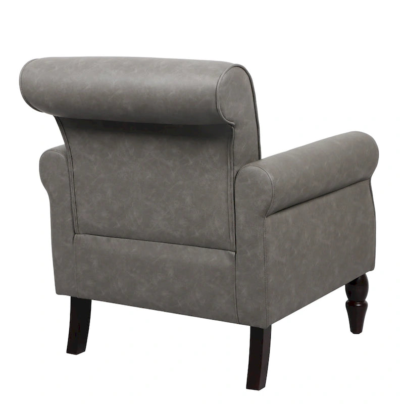 Poltrona d'Appoggio in Similpelle Marrone/Nera/Grigia, Braccioli Arrotondati e Rivetti Decorativi, Set da 2