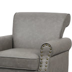 Poltrona d'Appoggio in Similpelle Marrone/Nera/Grigia, Braccioli Arrotondati e Rivetti Decorativi, Set da 2