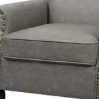 Poltrona d'Appoggio in Similpelle Marrone/Nera/Grigia, Braccioli Arrotondati e Rivetti Decorativi, Set da 2