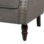 Poltrona d'Appoggio in Similpelle Marrone/Nera/Grigia, Braccioli Arrotondati e Rivetti Decorativi, Set da 2