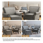 Poltrona d'Appoggio in Similpelle Marrone/Nera/Grigia, Braccioli Arrotondati e Rivetti Decorativi, Set da 2