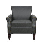 Poltrona d'Appoggio in Similpelle Marrone/Nera/Grigia, Braccioli Arrotondati e Rivetti Decorativi, Set da 2