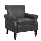 Poltrona d'Appoggio in Similpelle Marrone/Nera/Grigia, Braccioli Arrotondati e Rivetti Decorativi, Set da 2