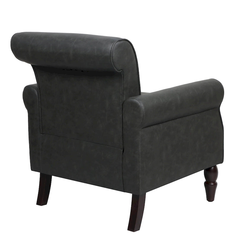 Poltrona d'Appoggio in Similpelle Marrone/Nera/Grigia, Braccioli Arrotondati e Rivetti Decorativi, Set da 2