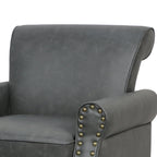 Poltrona d'Appoggio in Similpelle Marrone/Nera/Grigia, Braccioli Arrotondati e Rivetti Decorativi, Set da 2
