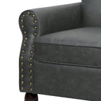Poltrona d'Appoggio in Similpelle Marrone/Nera/Grigia, Braccioli Arrotondati e Rivetti Decorativi, Set da 2