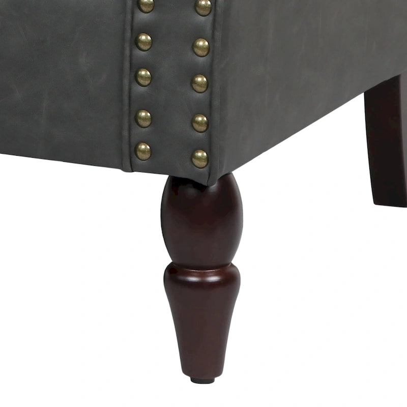 Poltrona d'Appoggio in Similpelle Marrone/Nera/Grigia, Braccioli Arrotondati e Rivetti Decorativi, Set da 2