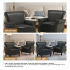 Poltrona d'Appoggio in Similpelle Marrone/Nera/Grigia, Braccioli Arrotondati e Rivetti Decorativi, Set da 2