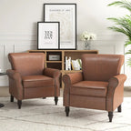 Poltrona d'Appoggio in Similpelle Marrone/Nera/Grigia, Braccioli Arrotondati e Rivetti Decorativi, Set da 2