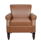 Poltrona d'Appoggio in Similpelle Marrone/Nera/Grigia, Braccioli Arrotondati e Rivetti Decorativi, Set da 2