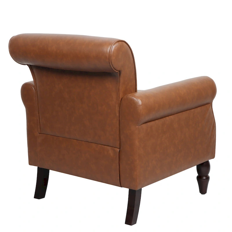 Poltrona d'Appoggio in Similpelle Marrone/Nera/Grigia, Braccioli Arrotondati e Rivetti Decorativi, Set da 2