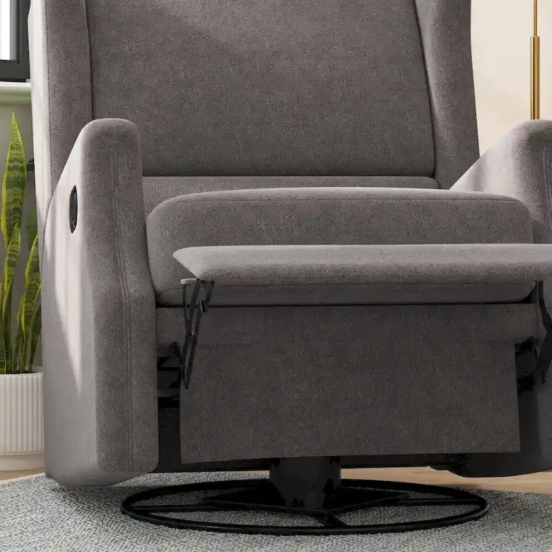 Poltrona reclinabile, a dondolo e girevole Wingback, color crema/grigio chiaro/grigio scuro, per 1 persona