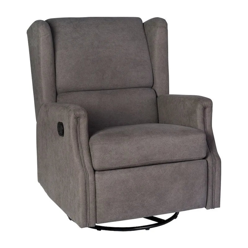 Poltrona reclinabile, a dondolo e girevole Wingback, color crema/grigio chiaro/grigio scuro, per 1 persona